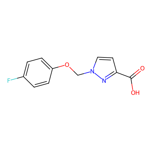 1-[(4-fluorophenoxy)methyl]-1H-pyrazole-3-carboxylic acid structure