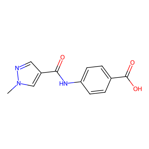 4-{[(1-methyl-1H-pyrazol-4-yl)carbonyl]amino}benzoic acid structure