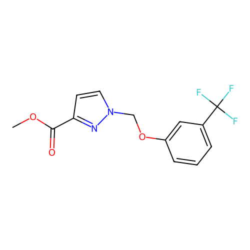 methyl 1-{[3-(trifluoromethyl)phenoxy]methyl}-1H-pyrazole-3-carboxylate structure