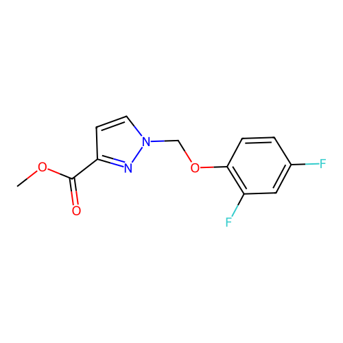 methyl 1-[(2,4-difluorophenoxy)methyl]-1H-pyrazole-3-carboxylate structure