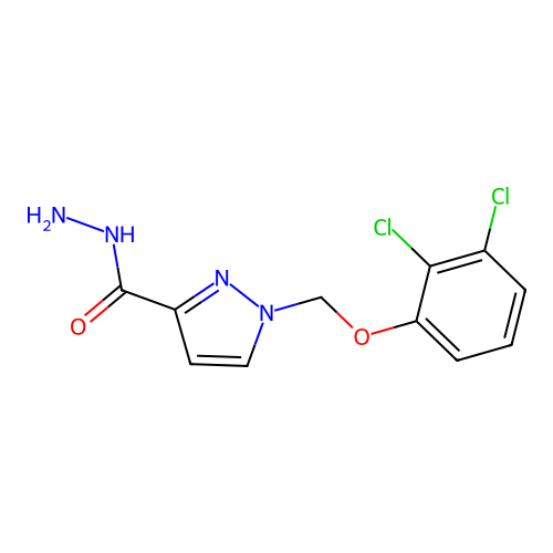 1-((2,3-Dichlorophenoxy)methyl)-1H-pyrazole-3-carbohydrazide structure