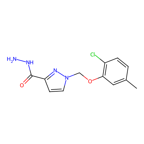 1-((2-Chloro-5-methylphenoxy)methyl)-1H-pyrazole-3-carbohydrazide structure