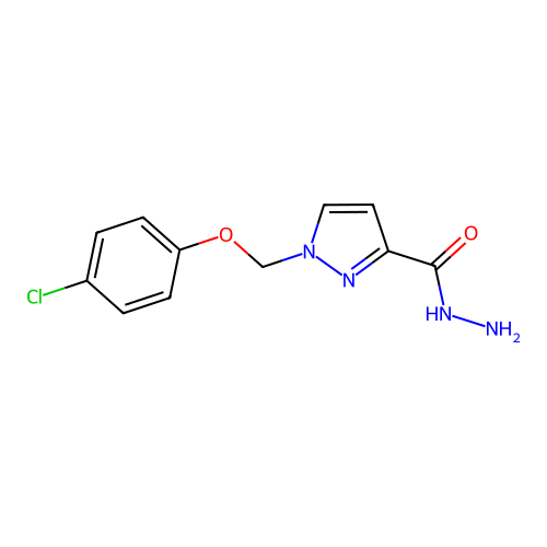 1-((4-Chlorophenoxy)methyl)-1H-pyrazole-3-carbohydrazide structure