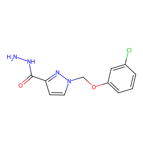 1-((3-Chlorophenoxy)methyl)-1H-pyrazole-3-carbohydrazide structure