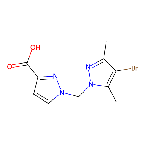 1-[(4-bromo-3,5-dimethyl-1H-pyrazol-1-yl)methyl]-1H-pyrazole-3-carboxylic acid structure