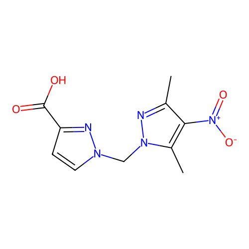1-[(3,5-dimethyl-4-nitro-1H-pyrazol-1-yl)methyl]-1H-pyrazole-3-carboxylic acid structure