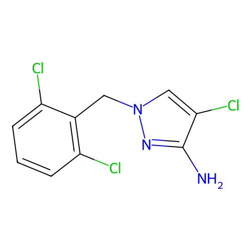 4-chloro-1-((2,6-dichlorophenyl)methyl)-1H-pyrazol-3-amine structure