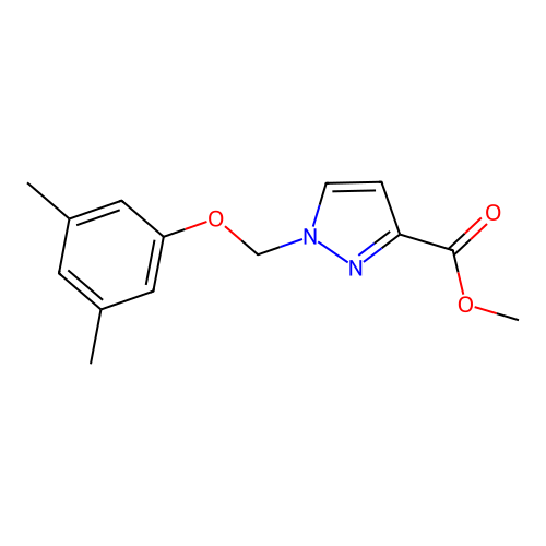 Methyl 1-((3,5-dimethylphenoxy)methyl)-1H-pyrazole-3-carboxylate structure