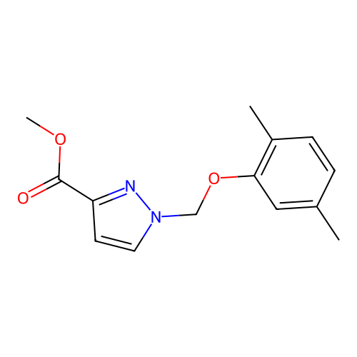 Methyl 1-((2,5-dimethylphenoxy)methyl)-1H-pyrazole-3-carboxylate structure