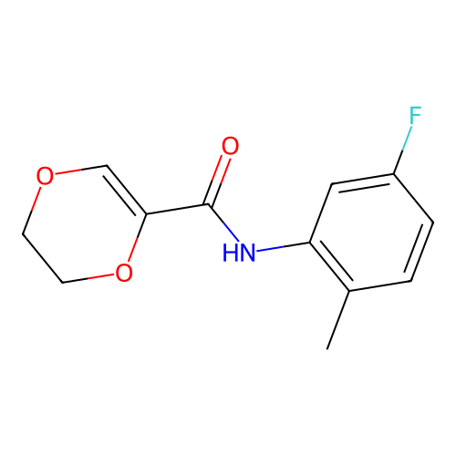 N-(5-fluoro-2-methylphenyl)-2,3-dihydro-1,4-dioxine-5-carboxamide structure
