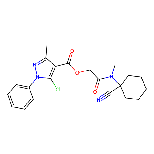 [(1-cyanocyclohexyl)(methyl)carbamoyl]methyl 5-chloro-3-methyl-1-phenyl-1H-pyrazole-4-carboxylate structure