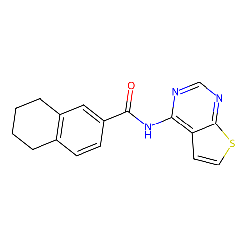 N-(thieno[2,3-d]pyrimidin-4-yl)-5,6,7,8-tetrahydronaphthalene-2-carboxamide structure