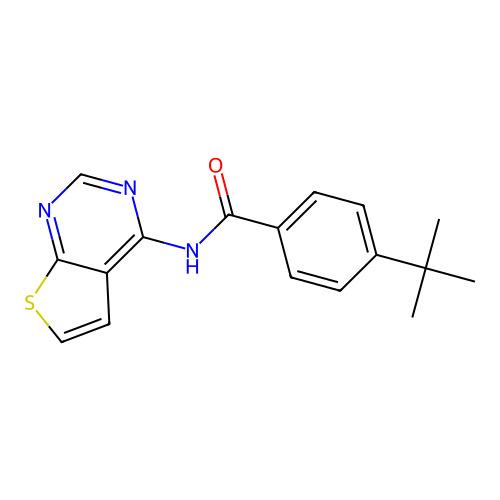 4-(tert-butyl)-N-(thieno[2,3-d]pyrimidin-4-yl)benzamide structure