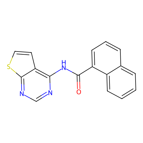 N-(thieno[2,3-d]pyrimidin-4-yl)-1-naphthamide structure