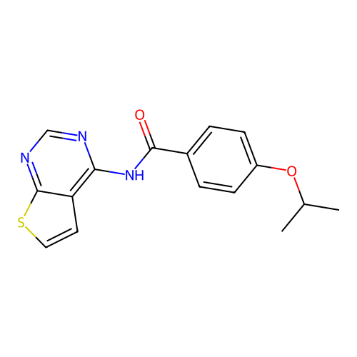 4-isopropoxy-N-(thieno[2,3-d]pyrimidin-4-yl)benzamide structure