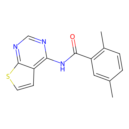 2,5-dimethyl-N-(thieno[2,3-d]pyrimidin-4-yl)benzamide structure