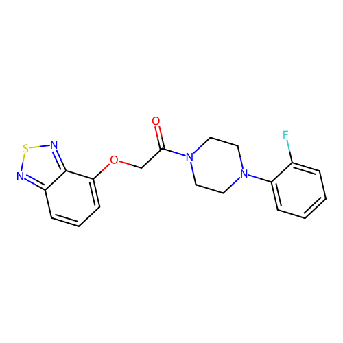 2-(2,1,3-benzothiadiazol-4-yloxy)-1-[4-(2-fluorophenyl)piperazin-1-yl]ethanone structure