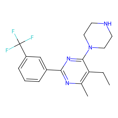 5-Ethyl-4-methyl-6-(piperazin-1-yl)-2-[3-(trifluoromethyl)phenyl]pyrimidine structure