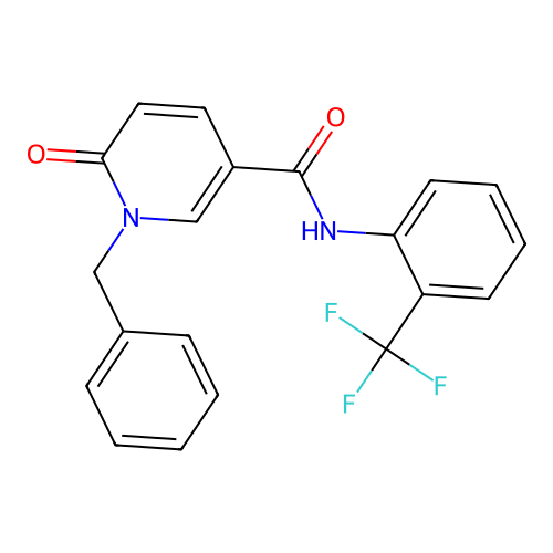 1-benzyl-6-oxo-N-[2-(trifluoromethyl)phenyl]-1,6-dihydropyridine-3-carboxamide structure