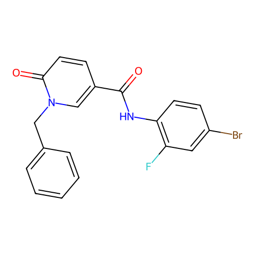 1-benzyl-N-(4-bromo-2-fluorophenyl)-6-oxo-1,6-dihydropyridine-3-carboxamide structure