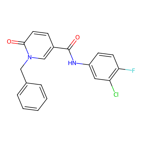 1-benzyl-N-(3-chloro-4-fluorophenyl)-6-oxo-1,6-dihydropyridine-3-carboxamide structure