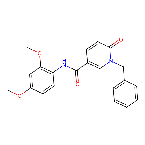 1-benzyl-N-(2,4-dimethoxyphenyl)-6-oxo-1,6-dihydropyridine-3-carboxamide structure