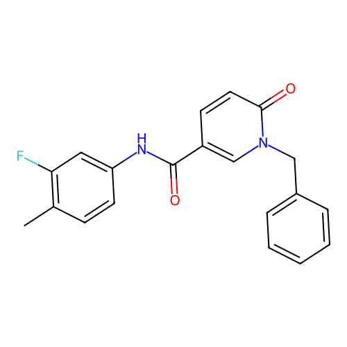 1-benzyl-N-(3-fluoro-4-methylphenyl)-6-oxo-1,6-dihydropyridine-3-carboxamide structure