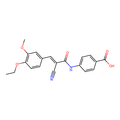 4-[2-Cyano-3-(4-ethoxy-3-methoxyphenyl)prop-2-enamido]benzoic acid structure
