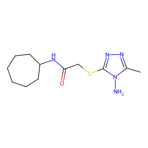 2-[(4-amino-5-methyl-1,2,4-triazol-3-yl)sulfanyl]-N-cycloheptylacetamide structure