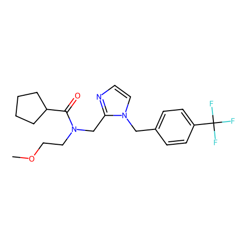N-(2-methoxyethyl)-N-[[1-[[4-(trifluoromethyl)phenyl]methyl]imidazol-2-yl]methyl]cyclopentanecarboxamide structure