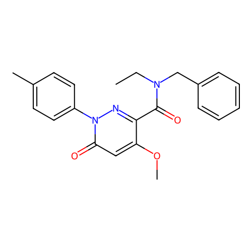 N-benzyl-N-ethyl-4-methoxy-1-(4-methylphenyl)-6-oxopyridazine-3-carboxamide structure