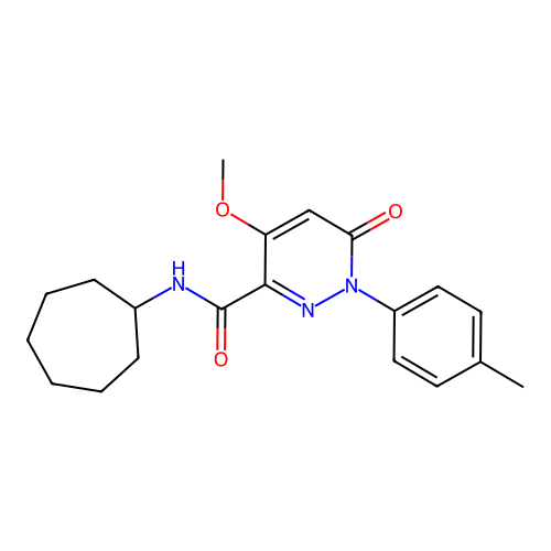 N-cycloheptyl-4-methoxy-1-(4-methylphenyl)-6-oxopyridazine-3-carboxamide structure