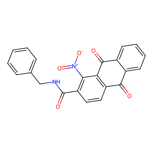 N-benzyl-1-nitro-9,10-dioxo-9,10-dihydroanthracene-2-carboxamide structure