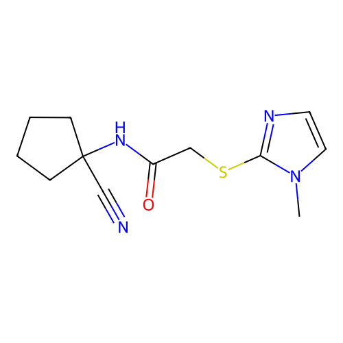 N-(1-cyanocyclopentyl)-2-[(1-methyl-1H-imidazol-2-yl)sulfanyl]acetamide structure