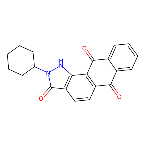2-Cyclohexyl-1,2-dihydro-naphtho[2,3-g]indazole-3,6,11-trione structure