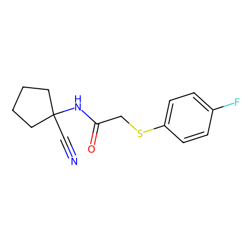 N-(1-cyanocyclopentyl)-2-[(4-fluorophenyl)sulfanyl]acetamide structure