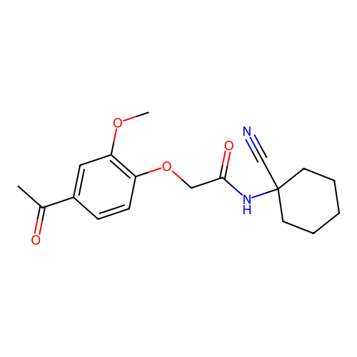 2-(4-acetyl-2-methoxyphenoxy)-N-(1-cyanocyclohexyl)acetamide structure