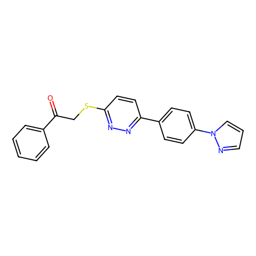 1-Phenyl-2-[6-(4-pyrazol-1-ylphenyl)pyridazin-3-yl]sulfanylethanone structure