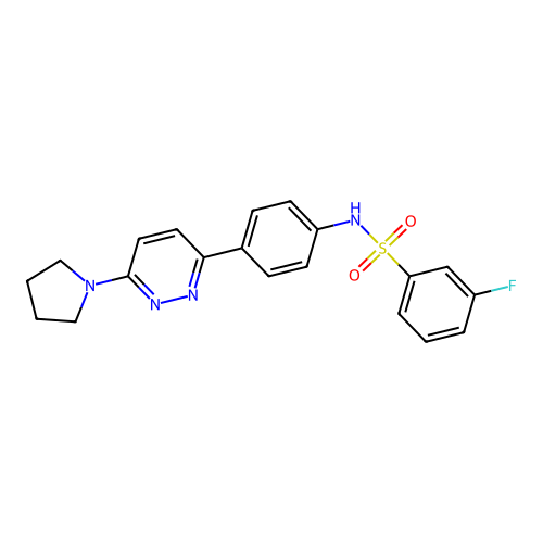 3-fluoro-N-[4-(6-pyrrolidin-1-ylpyridazin-3-yl)phenyl]benzenesulfonamide structure