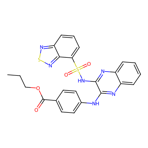 propyl 4-((3-(benzo[c][1,2,5]thiadiazole-4-sulfonamido)quinoxalin-2-yl)amino)benzoate structure