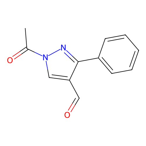 1-acetyl-3-phenyl-1H-pyrazole-4-carbaldehyde structure