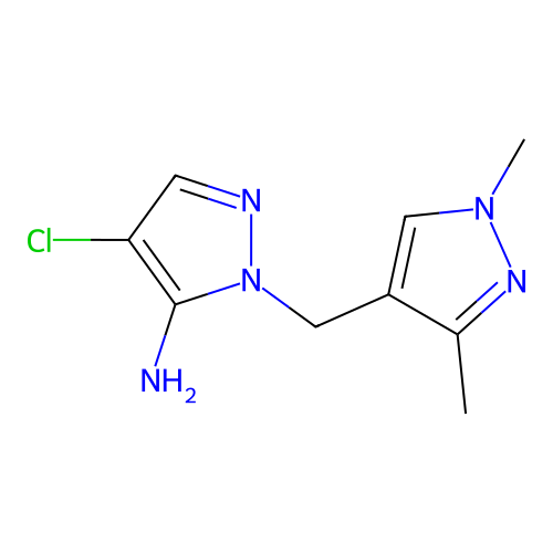 4-Chloro-1-((1,3-dimethyl-1H-pyrazol-4-yl)methyl)-1H-pyrazol-5-amine structure