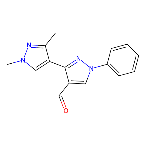 3-(1,3-Dimethylpyrazol-4-yl)-1-phenylpyrazole-4-carbaldehyde structure