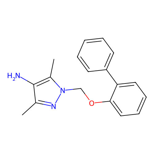 1-(([1,1'-Biphenyl]-2-yloxy)methyl)-3,5-dimethyl-1H-pyrazol-4-amine structure