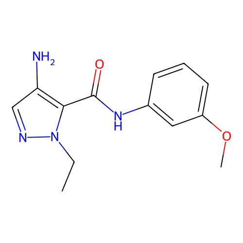 4-amino-1-ethyl-N-(3-methoxyphenyl)-1H-pyrazole-5-carboxamide structure