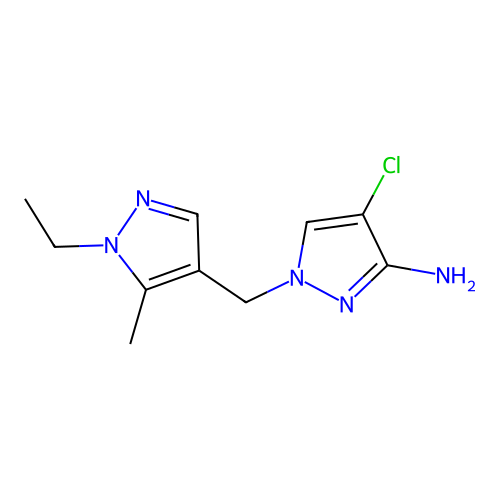 4-Chloro-1-((1-ethyl-5-methyl-1H-pyrazol-4-yl)methyl)-1H-pyrazol-3-amine structure
