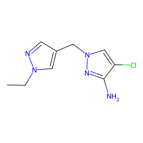 4-chloro-1-[(1-ethyl-1H-pyrazol-4-yl)methyl]-1H-pyrazol-3-amine structure