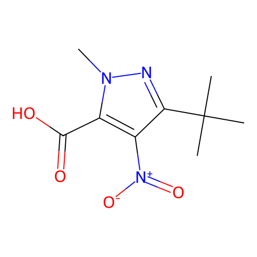 3-(tert-Butyl)-1-methyl-4-nitro-1H-pyrazole-5-carboxylic acid structure