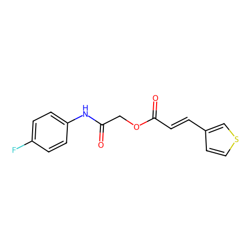[2-(4-fluoroanilino)-2-oxoethyl] (E)-3-thiophen-3-ylprop-2-enoate structure