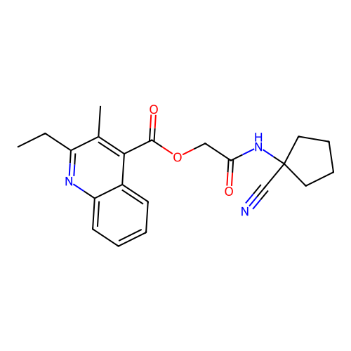 [(1-Cyanocyclopentyl)carbamoyl]methyl 2-ethyl-3-methylquinoline-4-carboxylate structure